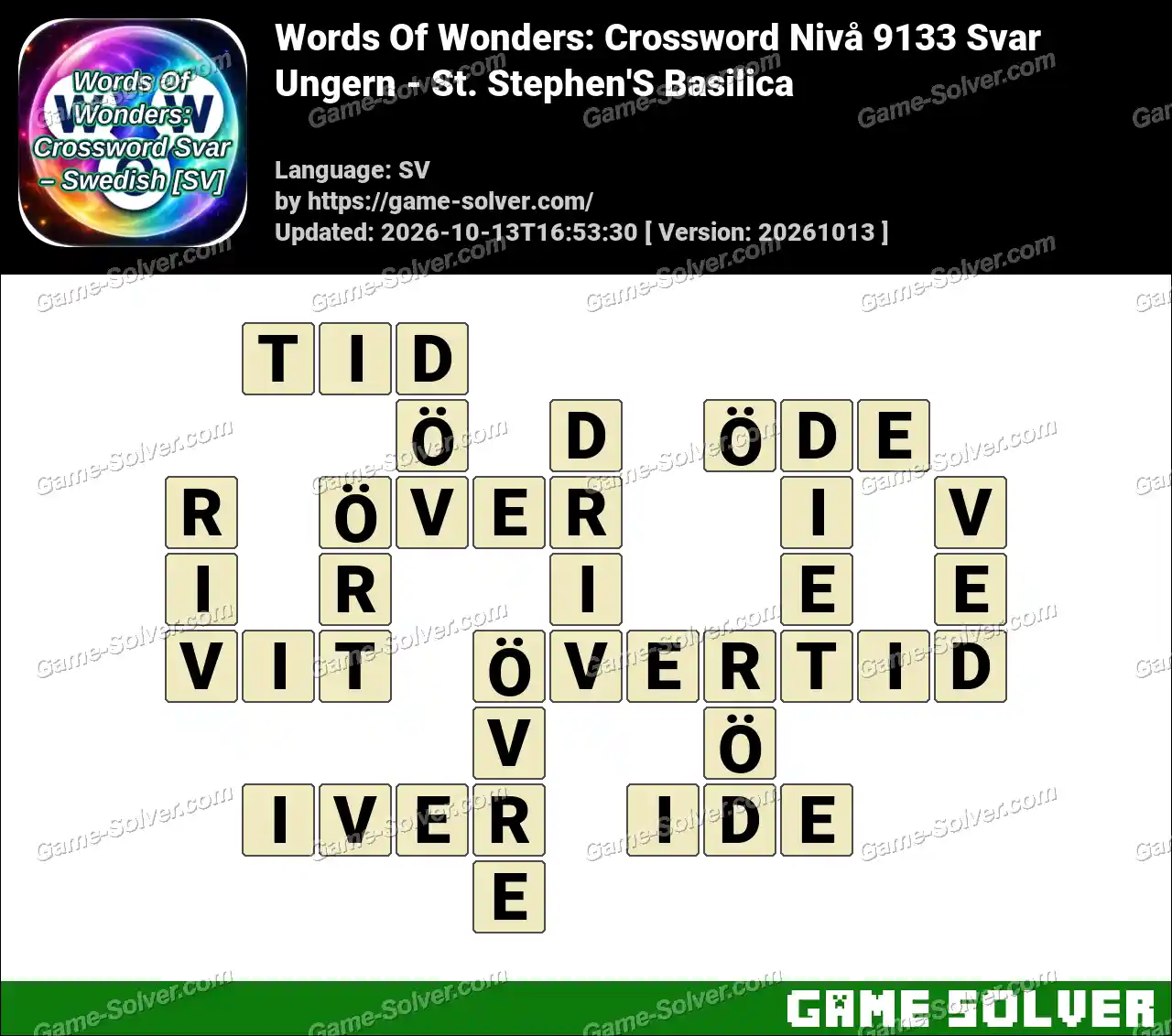 Words Of Wonders: Crossword Nivå 9133 Svar – Ungern – St. Stephen’S Basilica
